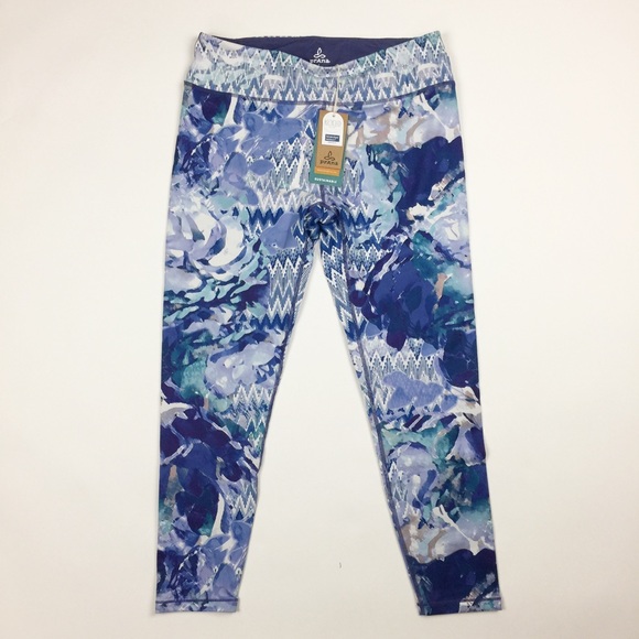 prAna "Roxanne" Printed Yoga Legging Indigo Garden - Picture 2 of 5